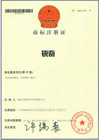锐奇商标注册证书